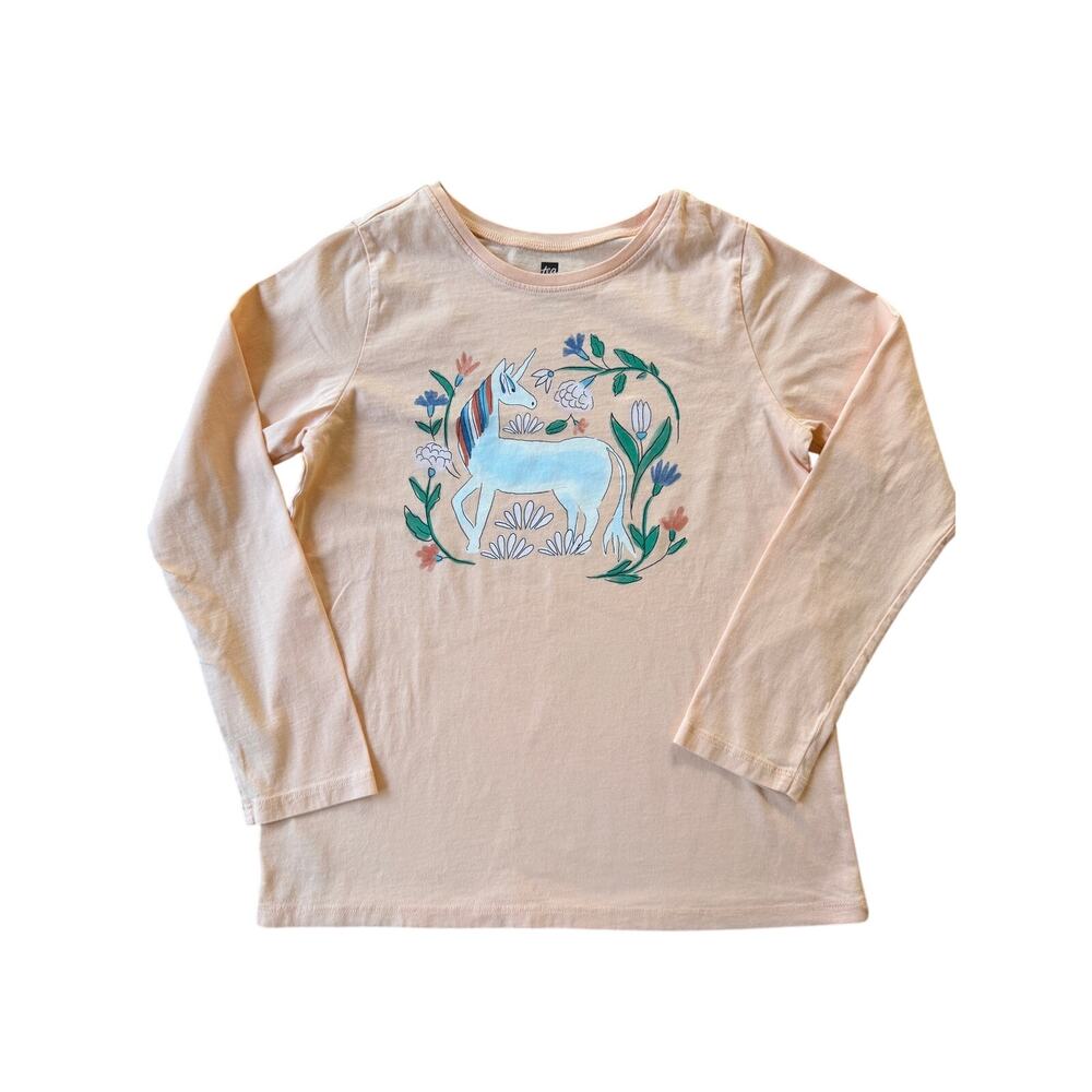 Tea Collection Unicorn Floral Graphic Tee Girls Size 12 Long Sleeve